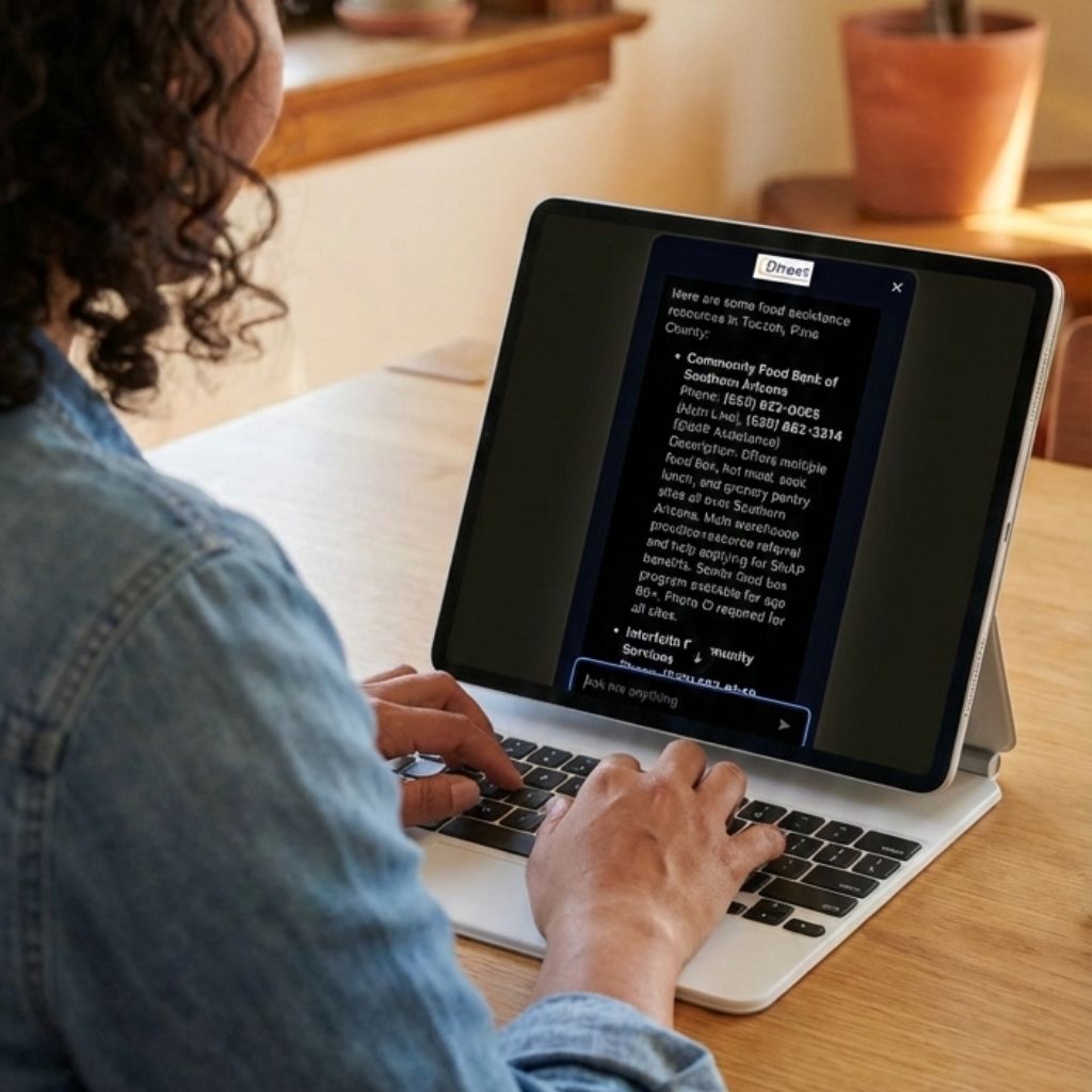 A photo in an office setting. The view is zoomed in on a manual wheelchair with a QR code attached to it. There is a hand holding a smart phone in the process of scanning the code.